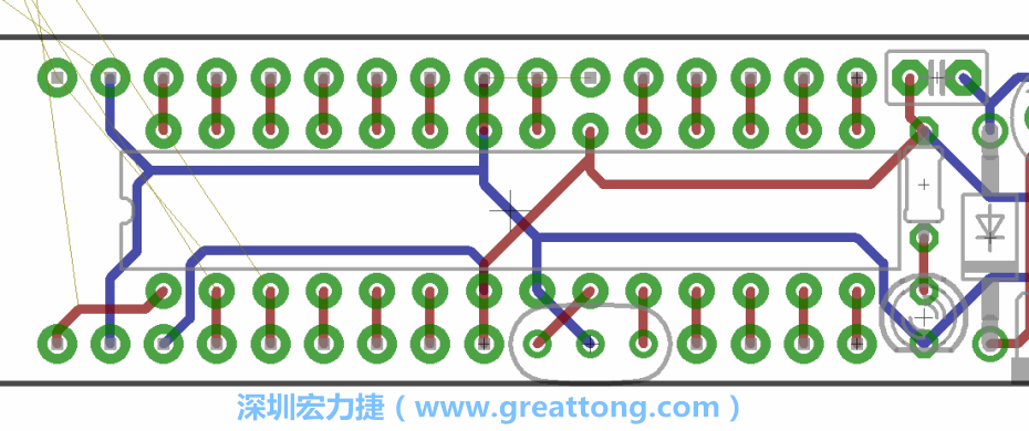 如果可以的話盡量讓接地線保持在電路板的背面，這樣它們就可以在可能范圍內和最大的接地面連結在一起。